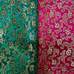 BROCART-3M Textile brocart vert et rose, motifs floraux Promotion.