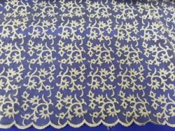 TULLE BRODE FLEURS BLANC