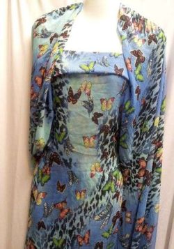 MOUSSELINE IMPRIMEE PAPILLONS BLEUS
